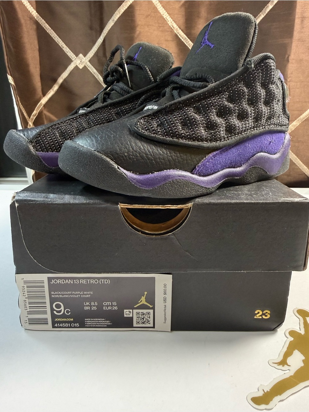 Air Jordan 13 Retro Court Purple Toddler 9C 414581-015 w/ Box